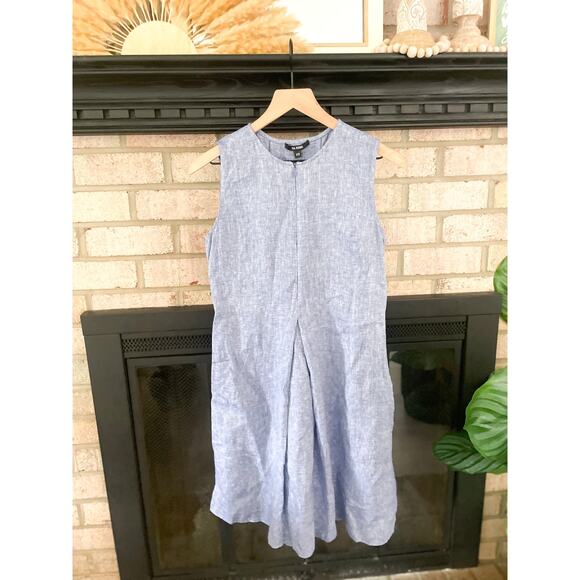 Kal Rieman Linen Pleated Mini Dress Womens XS Blue - Picture 1 of 6